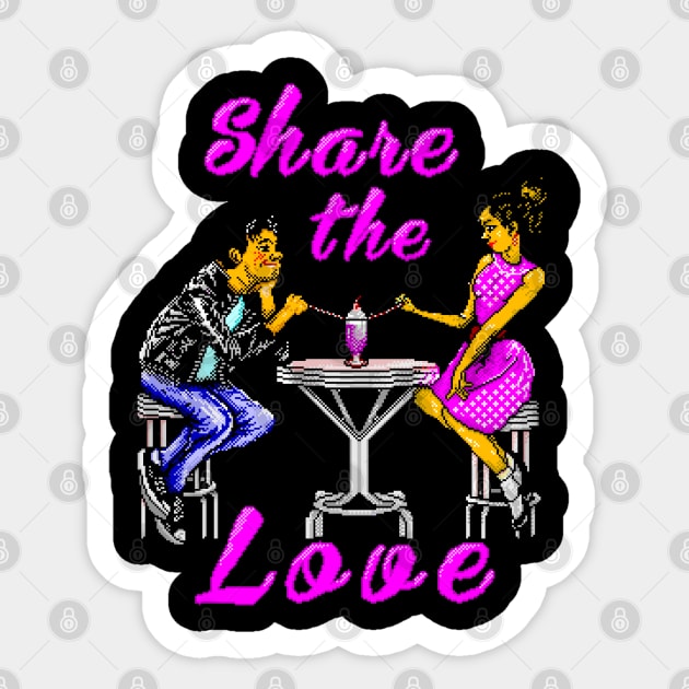 Valentines Day Share the Love 8 Bit Art Sticker by 8 Fists of Tees